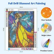 MISCER Fairy Diamond Art Kits For Adults, Glass Diamond Painting Kits For Beginners, 5D Full Drill Round Paint With Diamonds Pictures, Gem Art Painting DIY Crafts Kit Decor 12x16inch - 花-06 - 查看 3