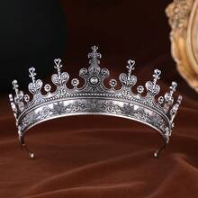 1pc Unisex Golden King Queen Neutral Crown, Medieval Crown, Renaissance Period Men's Costume, Prince Princess Crown, Birthday Party, Halloween Costume Accessory - Multicolor - View 6