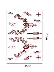 وشمات مؤقتة بنمط القمر والزهرة باللون البرغندي 2 قطعة - وشم فن الجسم من تصميم مانهايتي، مناسب للحفلات والمهرجانات - الأحمر - مشاهدة 5