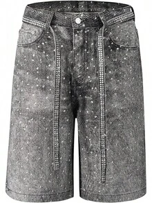 Y2K Baggy Jeans Shorts Wide Leg Washed Shorts Grunge Ripped Bermuda Jorts Hop StreetwearA Valentine's Day WGZU - 黑色 - 查看 1