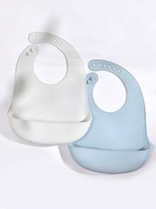 1pc/2pcs Customized Baby Bibs, Adjustable, Dirt-Resistant, Leak-Proof Silicone Bibs, Available In Butterfly, Dinosaur, Bow, Rabbit, Heart Patterns, Soft & Reusable, Suitable For Boys And Girls, Personalized Gift - Multicolor - View 16