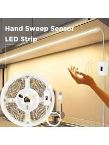USB供电人体感应灯带，带自动开关功能 - 多彩灯光，适用于万圣节、楼梯、卧室和走廊，无需布线，易于粘贴，内置人体感应器和灯泡