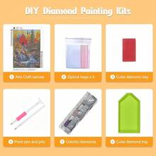Diamond Painting Kits Red House For Adults, DIY 5D Landscape Diamond Painting, Full Drill Diamond Art Fall Scenery Kits Art Pictures For Gifts Home Wall Decor 30x40cm - 紅房子 - 查看 7