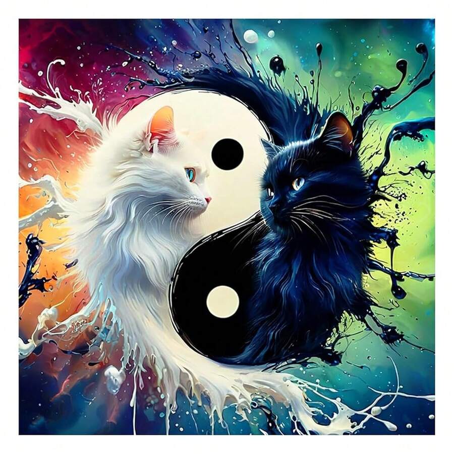 AMORARS Cat Diamond Painting Kit For Adults, 5D Tai Chi Cat Diamond Art Beginners - DIY Full Diamond Dot Gem Art Paintings, Suitable Gifts, And Home Decoration Crafts,12x12Inch - 8 類 - 查看 1