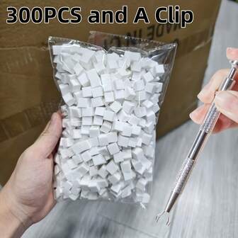 300片装美甲海绵钳套装/200片装海绵套装，适用于渐变美甲，纯白色不掉毛，沙龙培训，美甲用品，美甲工具。粉色/白色/紫色渐变DIY美甲套装，适合敏感肌肤，米色