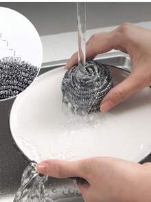 OKS 6 piezas de estropajos de acero inoxidable, limpieza de alta resistencia - Gris - Ver 2