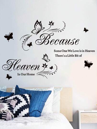 1pc - Wallpaper - [English Butterfly Phrase] Home Office Decor Self-Adhesive Removable Wall Sticker For Living Room, Bedroom, Bathroom, Kitchen, Dining Room Wall Art Decoration