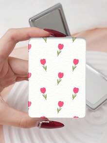 1pc Y2K Style Cute Compact Folding Makeup Mirror, Lightweight & Portable, Durable PU Leather, Suitable For Various Occasions Like Travel, Party, Work, School, Suitable For All Ages - Multicolor - View 17