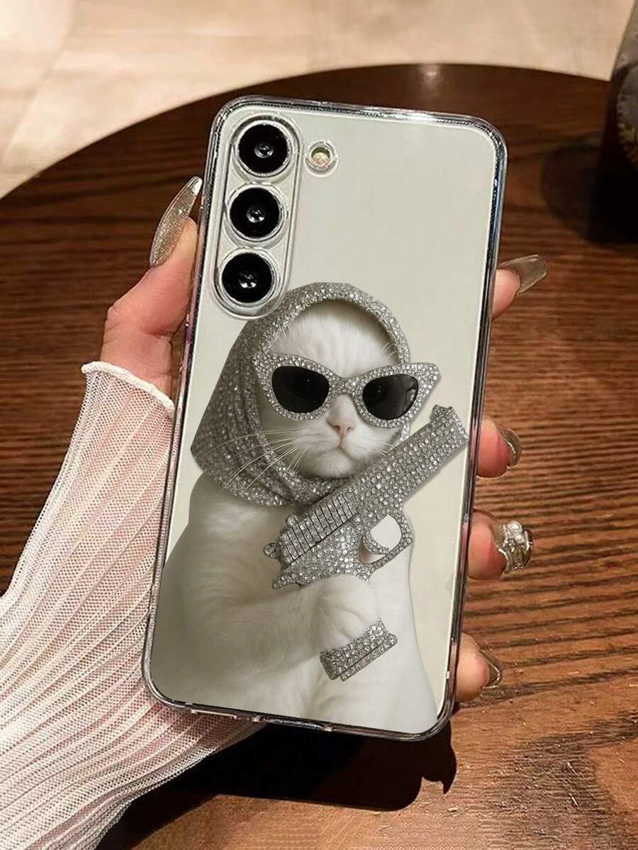 1个透明猫咪彩绘加厚防摔保护手机壳，兼容三星Galaxy S26/S26PLUS/S26 Ultra、S25/S25PLUS/S25 Ultra、A17/A07/A16/A36/A26/A56/A50/A12/A32/A52/A72/A51/A21S/A13/A14、S24/S24PLUS/S24Ultra、S22/A52/A53/A54/A55、S23、11/12Pro/12/12X/13Pro/14Pro/15Pro、Redmi 10/9/Note9/12c/Note11pro/Note8Pro - 彩色 - 查看 1