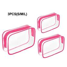 12个透明PVC拉链化妆包 - 高品质化妆品和洗漱用品收纳袋,是旅行、浴室和度假必备的理想之选(中号,透明),浴室配件,收纳袋,化妆包,旅行必备 - 紅色 - 查看 16