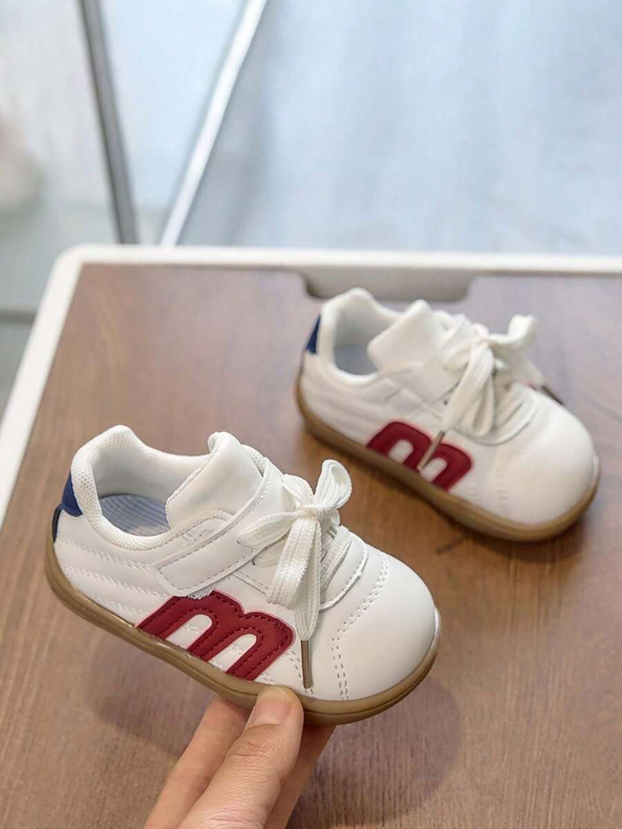 1 Pair Unisex Flat Soft Sole Non-Slip Casual Sneakers, Fashion Versatile Student Running Shoes Suitable For All Seasons - Red - View 1