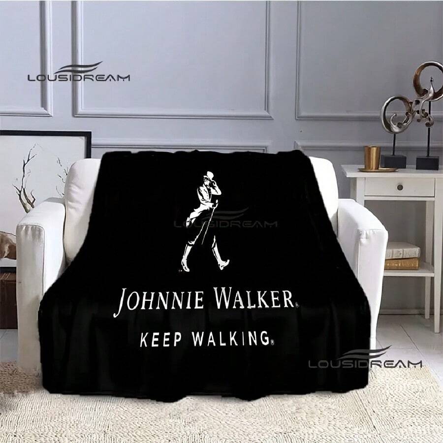 Johnnie Walker Whisky Blanket Fashion 3D Printing Flannel Throw Blanket Birthday Christmas Gift Bedroom Sofa Travel Warm Blanket - 白色 - 查看 1