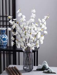 1 Piece/2 Pieces/3 Pieces, Artificial Cherry Blossoms, Peach Blossoms, 106 Cm Long, 4 Branches Per Plant, Artificial Plants, Green Artificial Plants, Polyester Fabric, Durable, Modern And Simple Style - Multicolor - View 5