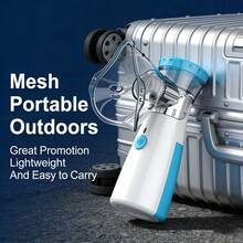 Nebulizer, Portable Nebulizer Machine For Adults & Kids, Mesh Nebulizer With Adjustable Mist, Masks & USB Power, For Breathing Relief & Facial Hydration - Blue and White - View 1