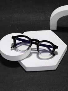 1 副男士圆形眼镜框，休闲风格，聚碳酸酯轻质镜框，适用于电脑游戏、居家办公，带眼镜盒 - 彩色 - 查看 9