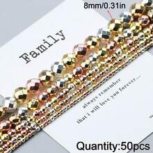 30/50/100/200/300颗水镀圆形切割珠子，钻孔刻面珠子，手工DIY首饰制作材料，手工串珠，赤铁矿，项链散珠 - diy - 查看 18