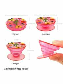 Soporte universal plegable y transparente para teléfono celular, soporte de mano, soporte de escritorio telescópico, transparente puro, azul transparente, rosa transparente, verde transparente, marrón transparente, floral compatible con iPhone, teléfono Android, regalo - Multicolor - Ver 2