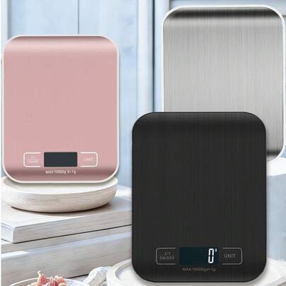 1 pieza Báscula de cocina multifunción de alta precisión, báscula electrónica de acero inoxidable con pantalla LCD de alta precisión, báscula de alimentos, báscula de café italiana de mano, herramienta de cocción precisa, dispositivo de pesaje de granos de café, accesorio de cocina, adecuado para cocina, repostería, cocina, pérdida de peso y dieta nutricional, pesaje preciso de té, batería no incluida (rango de pesaje: 5g y talla grande)