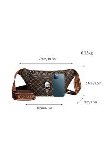 Retro Chic Niche One Shoulder Underarm Floral Waist Bag, Fashionable High-End Commuter Fanny Pack - Brown - View 7