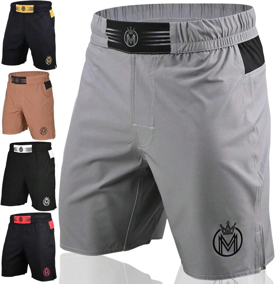 Shorts & BJJ Shorts Men, Grappling Fight Shorts Boxing, Kickboxing, Muay Thai Training WorkoutA Valentine's Day AWTV - 灰色 - 查看 1
