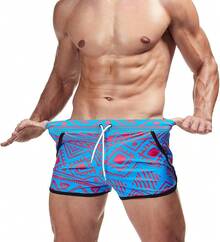 Mens Short Swim Trunks Quick Dry Beach Board Shorts 80s 90s Summer Vintage Swimwear With Swimming SuitsA Valentine's Day AB4D - 深綠色 - 查看 2