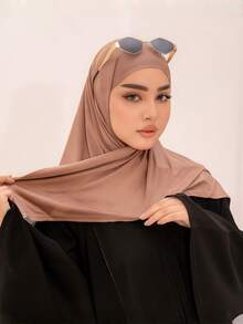 1 pieza Hijab triangular instantáneo, pañuelo de cabeza todo en uno para atar. Envoltura rápida, antideslizante. Sin gorro interior, sin doblar. Adecuado para uso diario, oración y salidas - Hiyab triangular - Ver 13