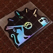 1pc Funny Cat Paw Laser Material Car Sticker, Gas Tank Cover, Gas Station Decal, Car Decoration - 1pcs - View 7