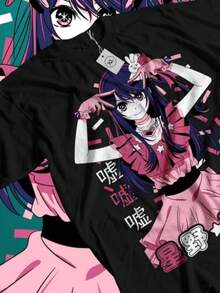 Oshi No Ko-Shirt Ai Hoshino Waifu Girl Call Of Night Anime Shirt All Size - 黑色 - 查看 1