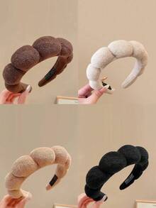 4件套女士发带，云朵造型发带，高冠新款宽边发带，防滑洗脸发夹，成人发饰，发箍，发圈 - 彩色 - 查看 2