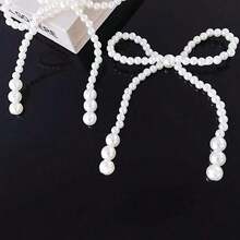 5pcs-Faux Pearl Bowknot Decoration, Beaded Chain Party Supplies Flower Shop Bouquet Rose Arrangement Accessory, Holiday Parties And Floral DIY Packaging Decoration,Pearl Bow Cake Toppers, Bow Decorations, Flower Wrapping Beads, And Floral Supplies For Cake Decoration. Romantic Cake Decoration Set Suitable For Birthdays, Anniversaries, Weddings, Autumn Decoration Mother's Day Graduation - 彩色 - 查看 2
