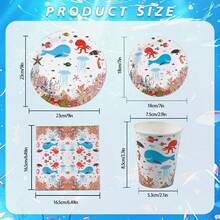 80pcs Ocean Life Themed Disposable Tableware Set, Perfect For Valentine's Day, Back-To-School Season ,Camping, Patio Barbecues, Picnitc, Bbq, Wedding, Bachelorette Party, Party And Birthday, Suitable For Party Decorations, Home Decorations, Birthday Decorations, Birthday Party Decorations, Wedding Decorations, Which Perfect Party Supplies, Bbq Supplies, Wedding Supplies, Birthday Party Supplies, Disposable Plate, Wedding Plates, Party Plates