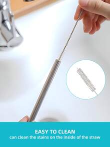 20支装金属直弯吸管套装，可重复使用，配有清洁刷，耐用不锈钢材质，适用于果汁、冰沙、奶茶、咖啡和鸡尾酒。 - - - 查看 6