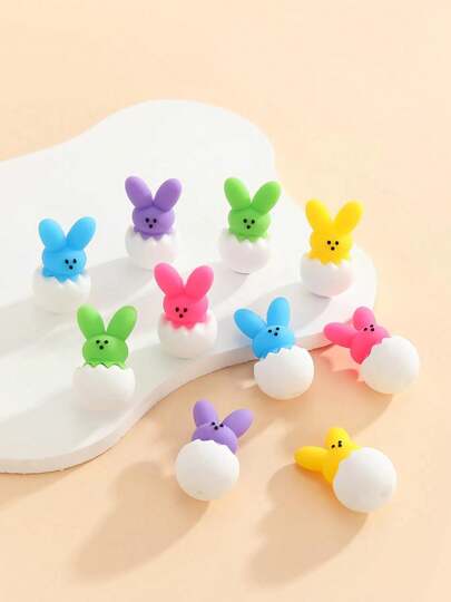10 Easter Limited Edition Colored Bunny Silicone Beads / Multicolor Cute Bunny DIY Bead Accessories / 3D Realistic Silicone Beads / DIY Craft Decoration Beads / Party Gift Making Materials
