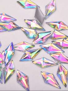 40pcs 10*22mm AB Crystal Rhombus Flat Bottom Resin Crystal Rhinestones, Suitable For Clothing DIY Crafts