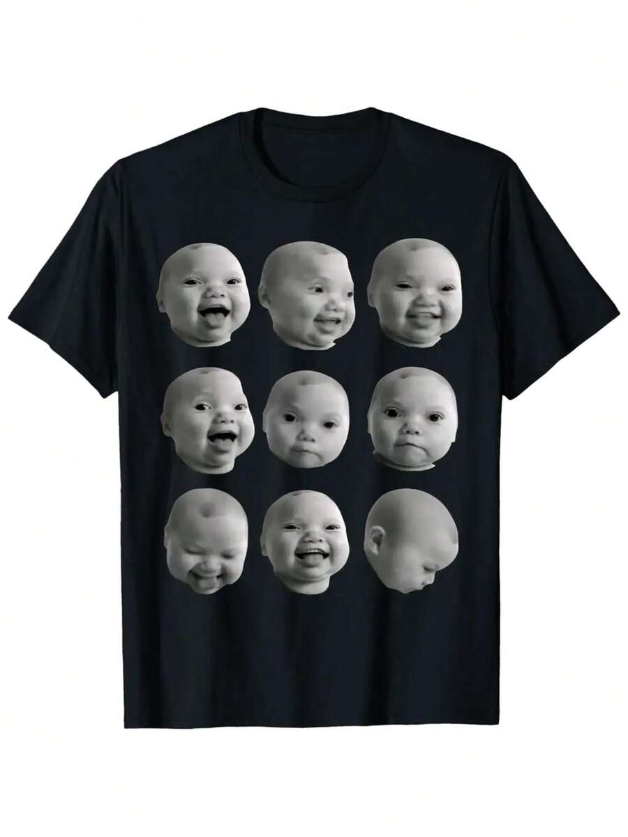 Funny Niche Baby Gen Z Meme Ai Viral Giggling AI Laughing T Shirt - 黑色 - 查看 1