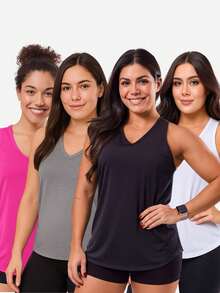 Women's Tank Top, Gym Blouse, Fitness Fashion, Walking Clothes, Yoga - 白色 - 查看 3