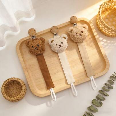 Teddy Bear Pacifier Clip, Fabric Pacifier Clip, Pacifier Holder, Teddy Bear Plush Design, Essential For Outings