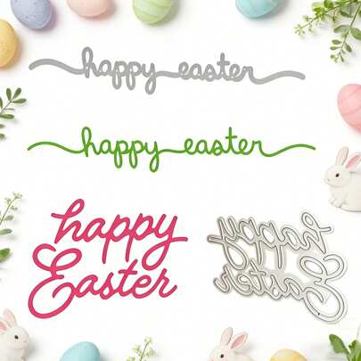 1PC Happy Easter Metal Cutting Dies, Embossing Stencils For DIY Crafting Scrapbooking Supplies, Template Mould, Photo Album Decorative Paper Die Cuts For Card Making, DIY Craft Decoration