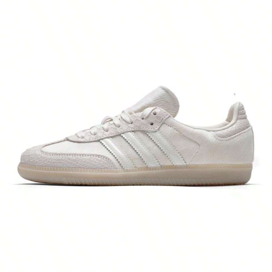 Adidas SAMBA OG W 女士休闲鞋，舒适轻便，休闲通勤鞋，生活方式运动鞋 IH9148 - 漢玉白/亞麻晶棕 - 查看 1