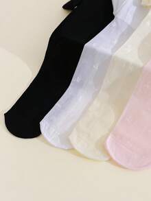 4 Pairs Baby Girls' Cute Star Jacquard Breathable Sheer Tights, Vacation Style Leggings, Infant Anti-Snag Anti-Mosquito Socks - Multicolor - View 7