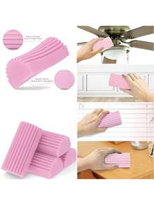 1pc Reusable Pink Cleaning Dust Removal Sponge Wipes - Magical Dust Cleaning Sponge, Suitable For Cleaning Blinds, Glass, Baseboards, Vents, Mirrors, Window Tracks, Kitchen, Bathroom, Home And More - Pink - View 2
