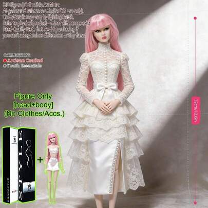 1/6 Escala 12 articulaciones Muñeca BJD articulada de 12.6 pulgadas, características faciales realistas, piel suave, cabello esponjoso y voluminoso, maquillaje modificable, multiposicionable, compatible con vestuario DIY, regalo premium para Navidad, San Valentín, cumpleaños, exhibición de coleccionista, decoración de escritorio (solo muñeca, sin ropa)