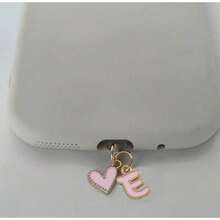1pc Pink Heart-Shaped Metal Dust Plug, 26 Letter Heart Charging Port Protector Cover, DIY Phone Decor Compatible With Apple/Type-C, Mobile Device Dust-Proof Accessory, Girly Letter Heart Dust Plug, Gift For Friends, Valentine's Day Gift, Festival Small Gift Gifts For Mother, Family, Friends, Kids, Birthday, Holiday Phone Accessories Phone Charm - Pink Type-c - View 24