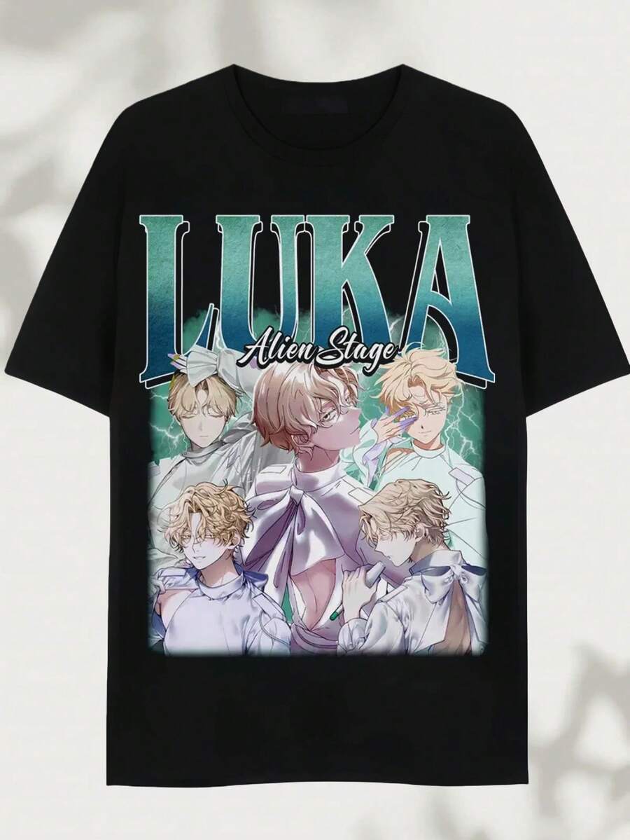 Luka Alien Stage Bootleg Vintage T-Shirt, Graphic Shirt, Funny Meme Shirt, Luka Alien Stage Chibi Shirt, Luka Alien Stage Shirt - 黑色 - 查看 1
