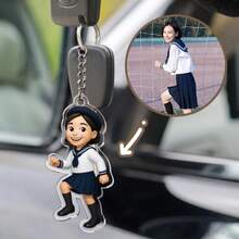 Personalized 2D Cartoon Style Keychain Custom Photo Gift Backpack Charm Valentine's Gift - As Shown - View 3