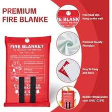 Manta contra Incendios – Fire Blanket Emergency for Home Kitchen -para hogar y Cocina, ignífugo y diseño de Aislamiento térmico para  de Supervivencia de Emergencia.(2 Pack) - / - Ver 3