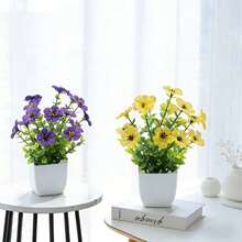 Bộ 1/4/6 chậu cây hoa violet nhân tạo, bao gồm các cây giả nhỏ, thích hợp trang trí phòng trong nhà, văn phòng, phòng tắm và phòng ngủ, kèm theo lá bạch đàn nhựa và cỏ lúa mì thu nhỏ, lý tưởng để trang trí bàn làm việc, quà tặng ngày Valentine, quà sinh nhật, quà tốt nghiệp, trang trí sân vườn, cây ngoài trời, làm vườn, hoa giả. - Nhiều màu - Xem 6
