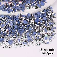 SS6 2mm-SS12 3mm，1440颗/包；SS16 4mm，720颗/包；SS20 4.8mm，360颗/包；SS30 6.4mm，288颗/包；圆形平底玻璃水晶水钻，多色水晶宝石，DMC热熔珠，适用于DIY美甲、服装、包包、鞋子、工艺品、闪亮美甲贴纸装饰