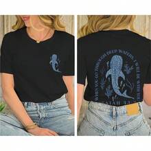 Cute Shark Shirt Whale Shark Christian Summer Shirt Ocean Fish Animal Lover Marine Life Women's Top - 灰色-1 - 查看 4