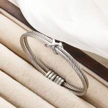 1 chiếc vòng tay nữ bằng thép không gỉ mạ vàng 18K, phối màu vàng và bạc - Thiết kế xoắn ốc có thể xếp chồng lên nhau, phù hợp cho cả ngày thường và những dịp đặc biệt, là lựa chọn quà tặng hoàn hảo cho nam, nữ và gia đình/bạn bè. - vòng tay dây thừng - Xem 22